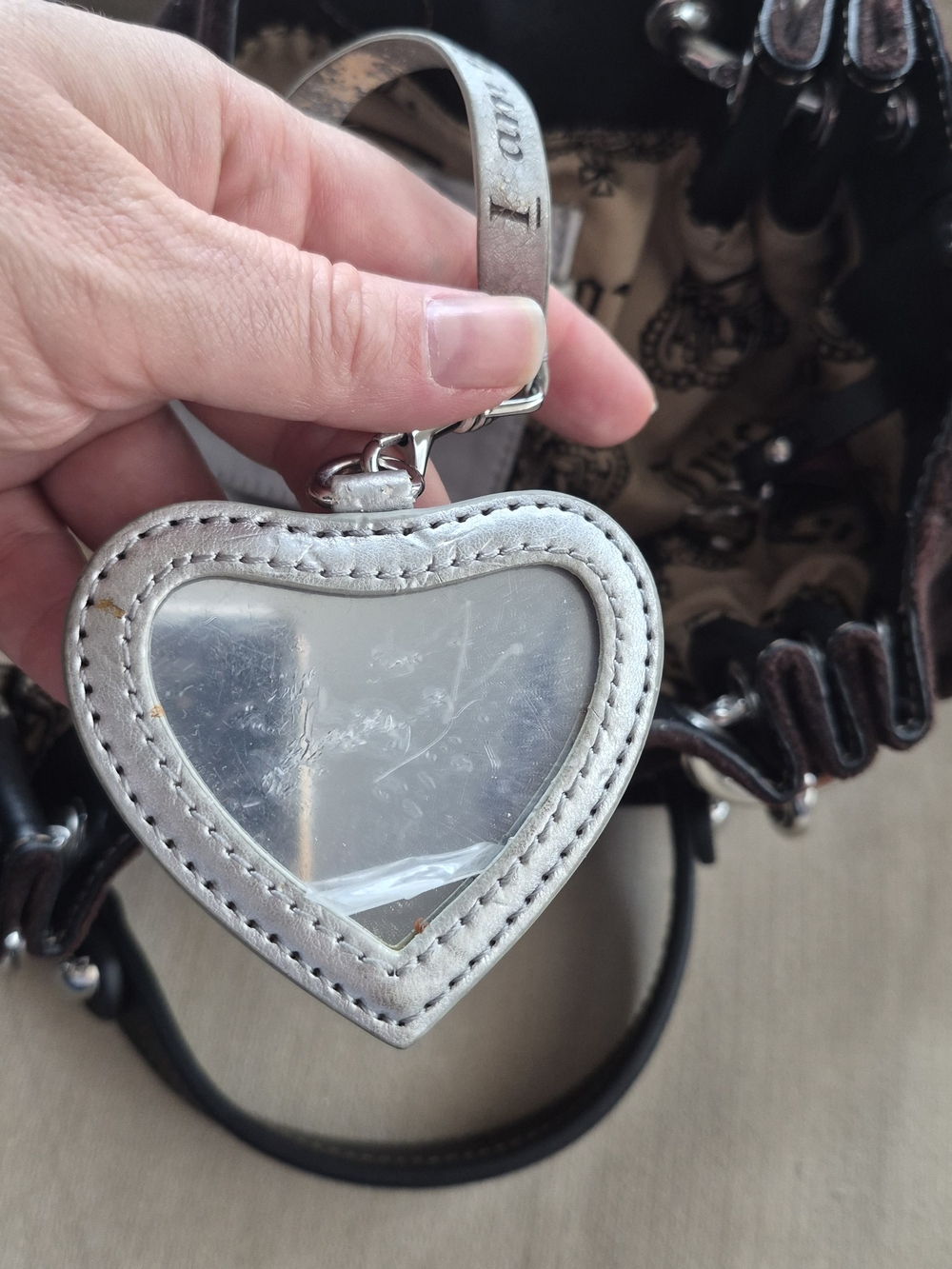 Vintage Juicy Couture Daydreamer Velour Tote Bag Brown Y2K Silver Crest Heart - Picture 17 of 17